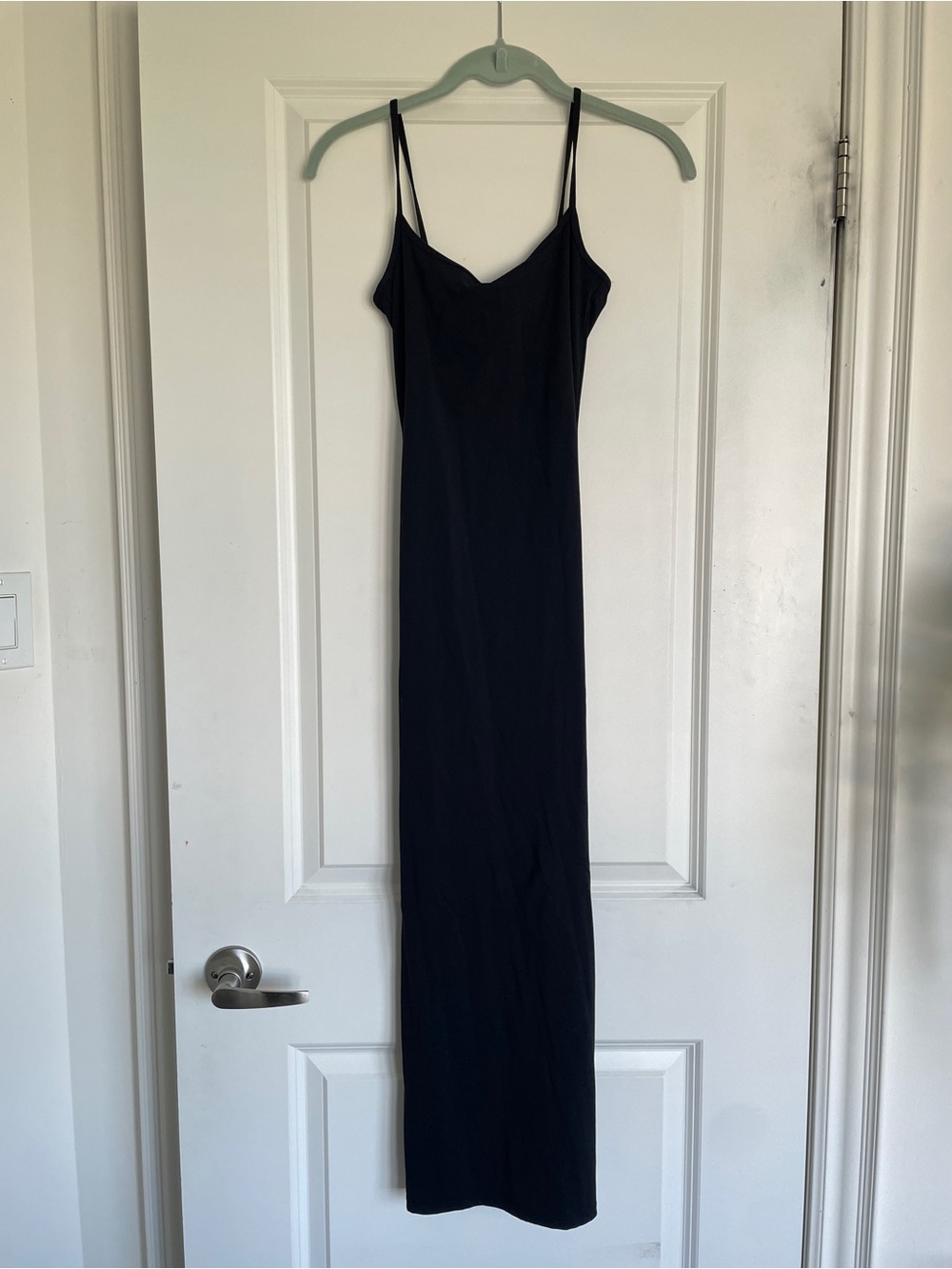 Garage Black Maxi Body Con Dress with Spaghetti Straps